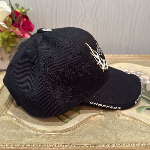 Choppers Flames Embroidered Cap Hat Adjustable Black NWT - Picture 6 of 14